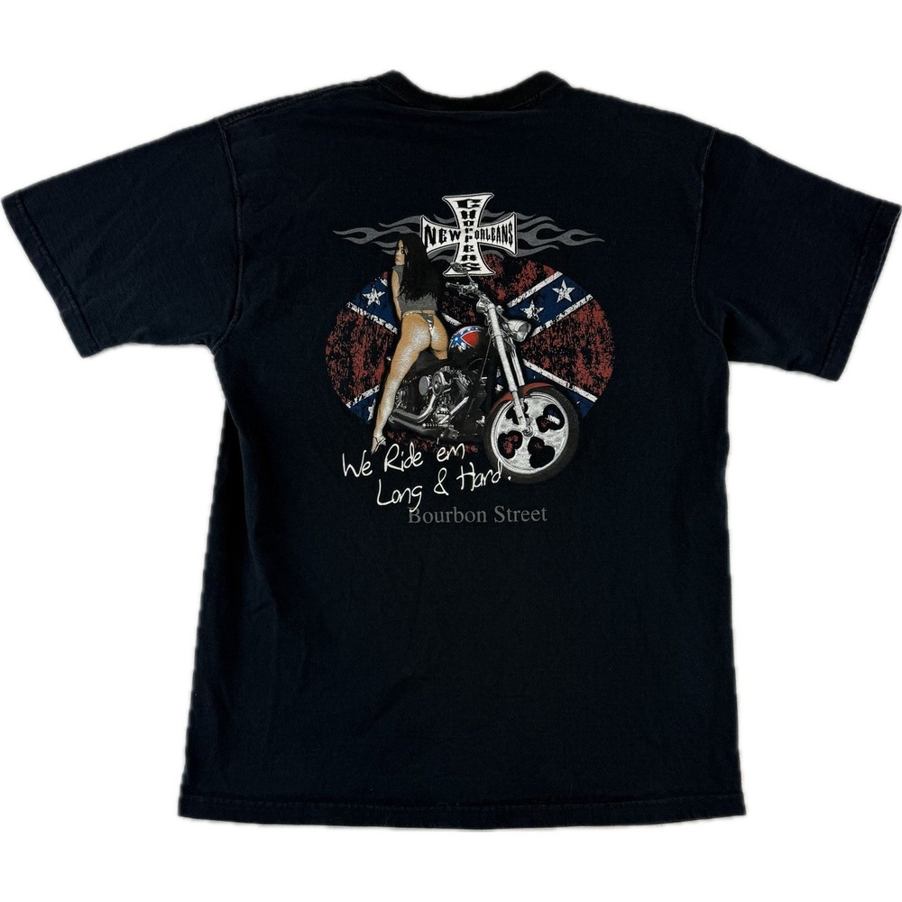Choppers Bourbon Street Short Sleeve T-shirt New Orleans Lady Biker Men's Medium
